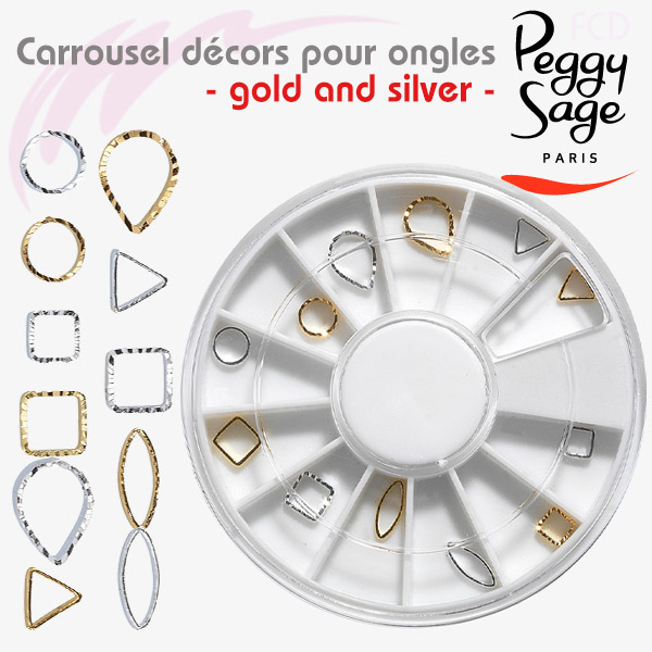 Décorations Ongles Peggy Sage Carrousel - Paillettes Or Et Argent Pour Nail Art