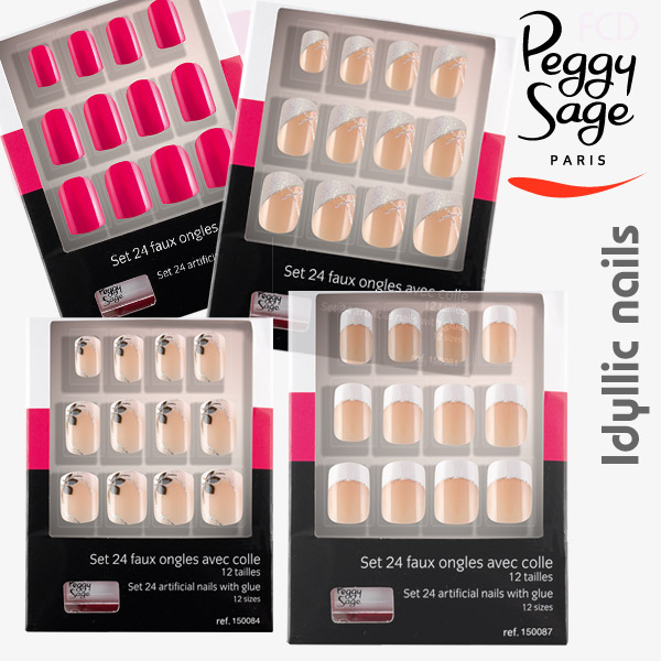 PEGGY SAGE Kit 24 Fake Nails Idyllic Nails + Glue 150058 Coral