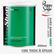 Cire tiède à épiler liposoluble Vert 800ml WaxShop de Peggy Sage