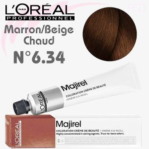 Majirel Marron beige chaud n°6.34 Blond Foncé Doré Cuivré 60 ml