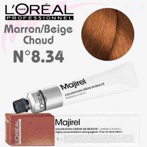 Majirel Marron beige chaud n°8.34 Blond Clair Doré Cuivré 50 ml L'Oréal Professionnel
